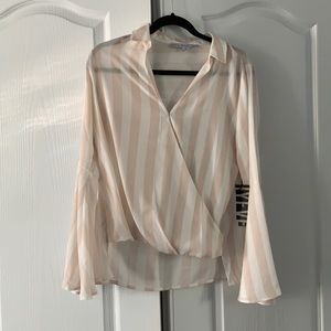 Forever 21 Long sleeve nude color stripped blouse